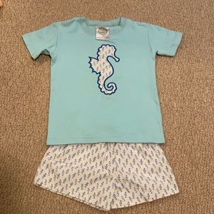 Boys Shorts Set Seahorse Beach Pics EUC